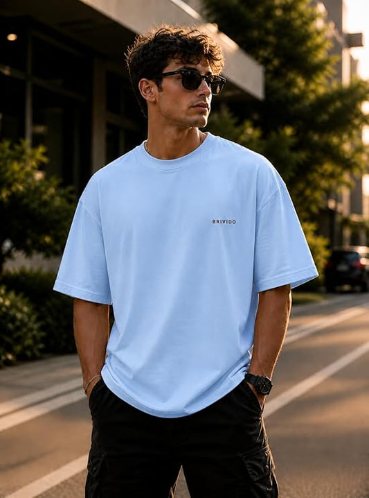 BRIVIDO Men’s 240 GSM Oversized Graphic T Shirt | Premium Cotton Relaxed Fit Drop Shoulder Streetwear Tee | Ornamental Arabic Pattern Heritage Back Puff Print Geometric Aesthetic Designer Fashion